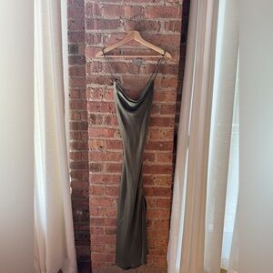 Astr Olive Backless Slip Dress